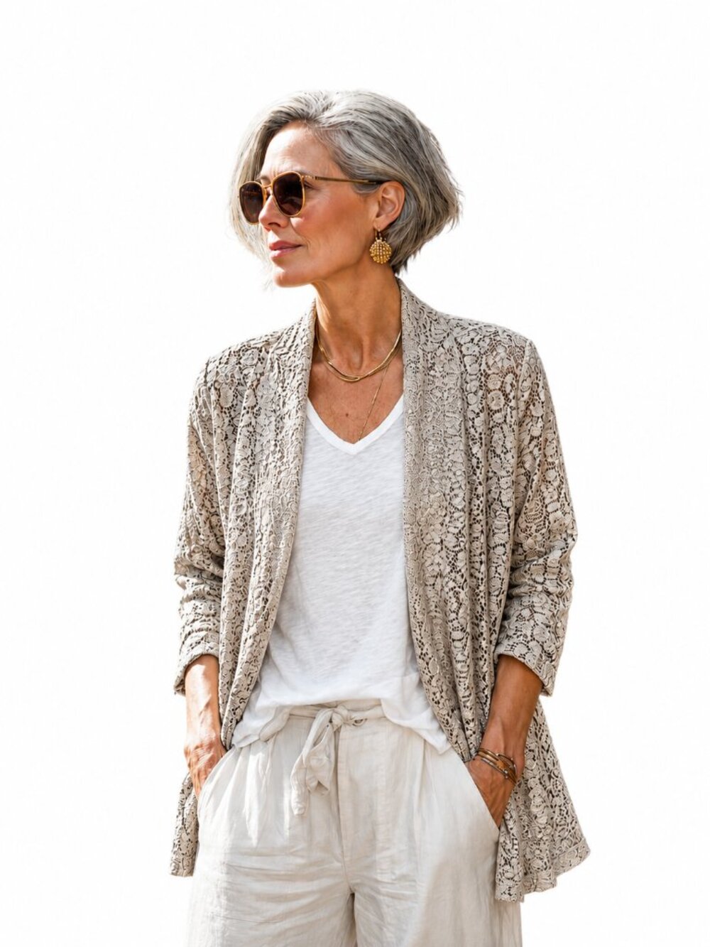 Delicate lightweight lace-like knit, open front cardigan, romantic boho chic
